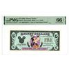 Image 1 : CA. FL. Disney Dollar, 1990, $5 Issued Banknote.