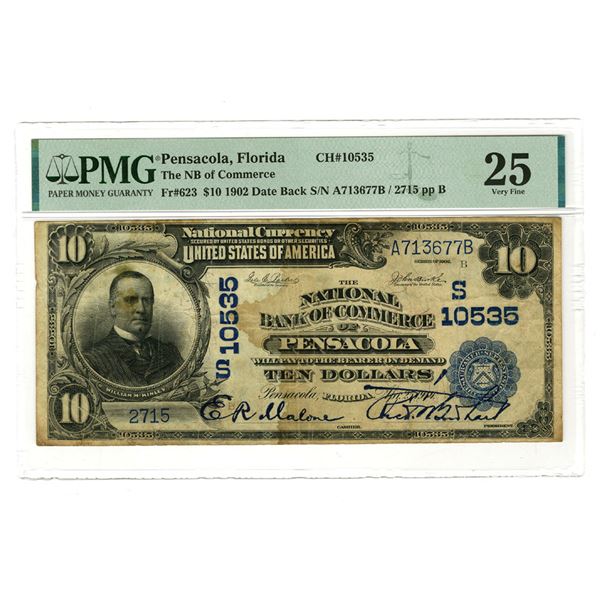 FL. National Bank of Commerce of Pensacola, Florida, $10 DB, Series of 1902, Ch# 10535, "Top Pop" Is