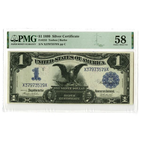 U. S. Silver Certificate, $1, Series of 1899, Fr.#233, Teehee | Burke Signatures, Issued Banknote.