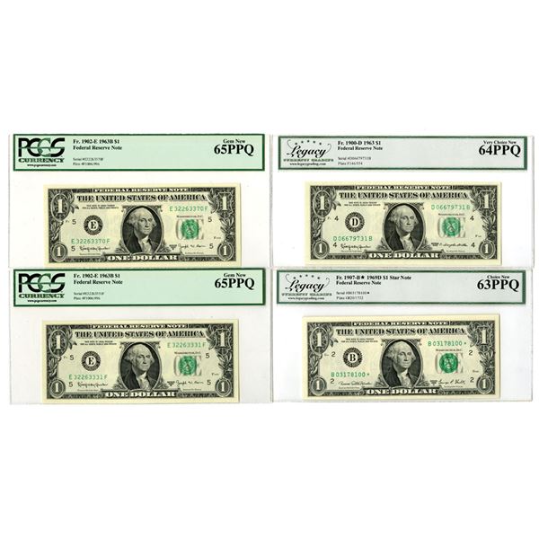 U.S., F.R.N., $1, Series 1963 to Series 1969D, Issued Banknote Quartet.