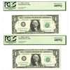 Image 1 : U.S., F.R.N., $1, Series 1963, Fr.# 1900G, Low Serial Number Sequential Issued Banknote Pair.