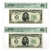 Image 1 : U.S., F.R.N., $5, Series of 1934D, Fr.# 1960G, Sequential Issued Banknote Pair.