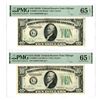Image 1 : U.S., F.R.N., $10, Series of 1934D, Fr.# 2009G, Issued Banknote Pair.