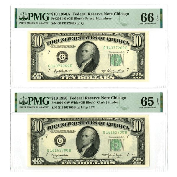 U.S.  F.R.N., $10, Series 1950, Fr.#210GW, Issued Banknote.