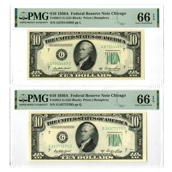 U.S., F.R.N., $10, Series 1950A, Fr.# 2011G, Issued Banknote Pair.