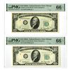 Image 1 : U.S., F.R.N., $10, Series 1950A, Fr.# 2011G, Issued Banknote Pair.