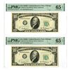 Image 1 : U.S. F.R.N., $10, Series 1950B, Fr.# 2012G, Sequential Pair of Issued Banknotes.