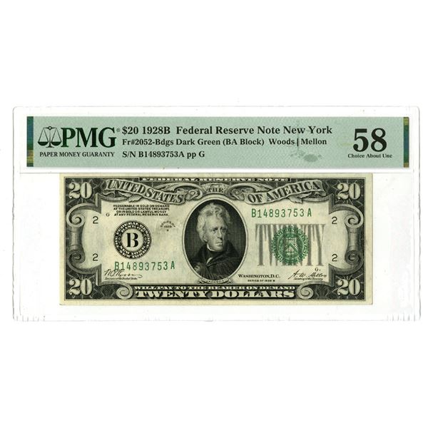 U.S.,, F.R.N., $20, Series of 1928B, Fr.# 2052Bdgs, Issued Banknote.