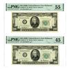 Image 1 : U.S., F.R.N., $20, Series 1950B, Issued Pair of Star Notes.