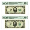 Image 1 : U.S., F.R.N., $20, Series 1950C, Issued Pair of Sequential Banknotes.