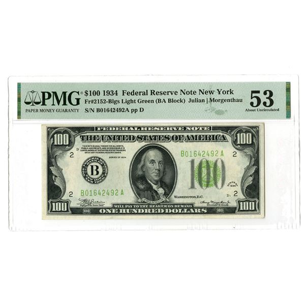 U.S., F.R.N., $100, Series of 1934, Fr.# 2153-Blgs, Issued Banknote.