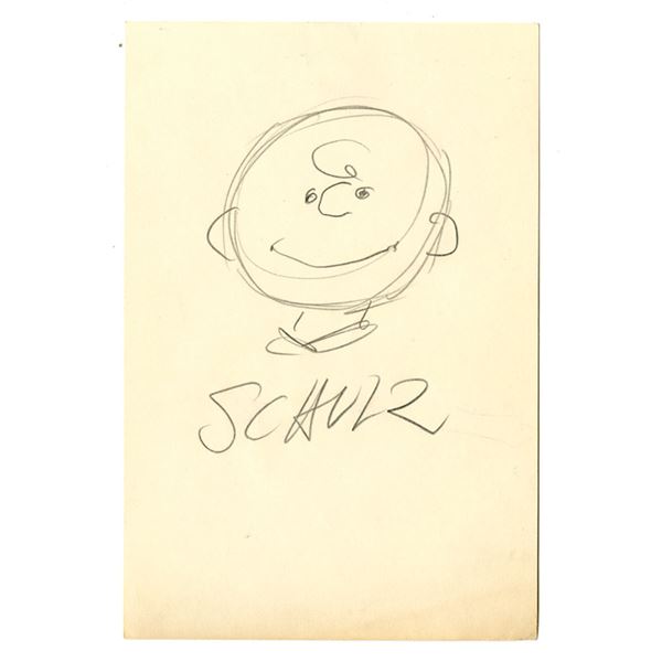 Original Charles Schulz Drawing of Charlie Brown with Signature
