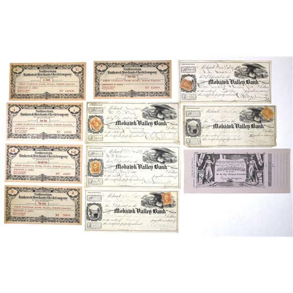 U.S. Financial Ephemera, 1850s to 1920s, Subscription Certificate, Savings Checks & ABNC Engraved Dr