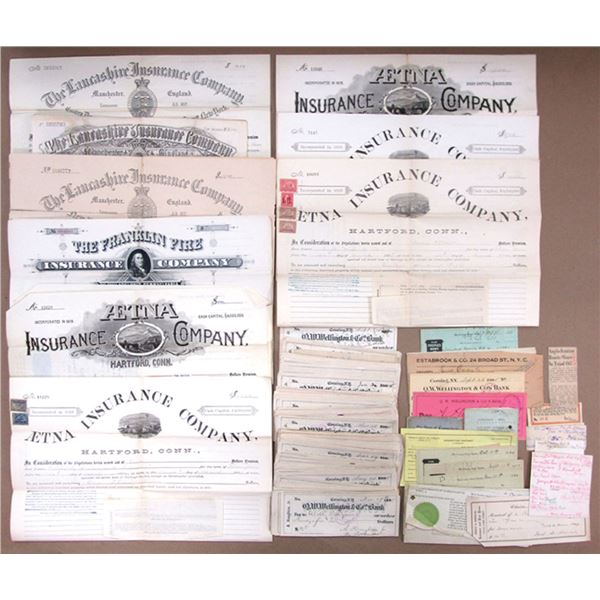 Check, Money Order, and Insurance Policy Group, 1850s to 1920s