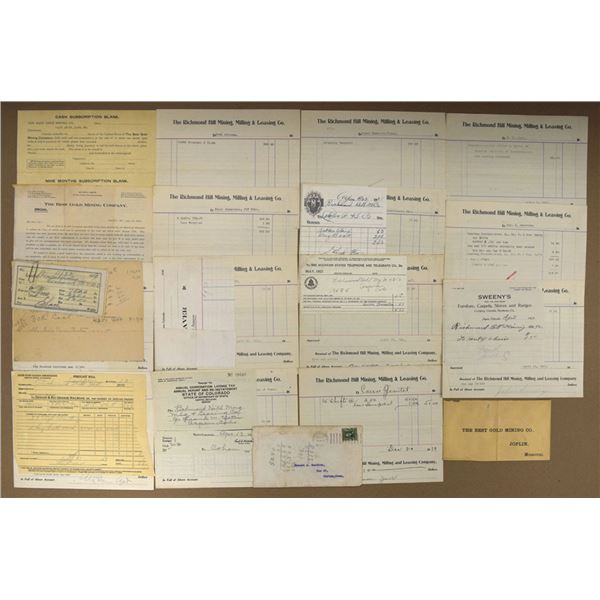 Aspen, Colorado Gold Mining And Refining Documents and Assay Reports, ca.1902-1922