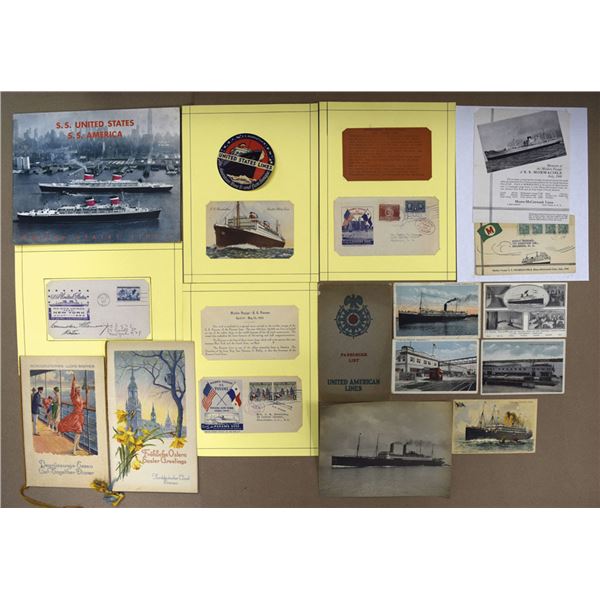 Maritime Advertising, Ephemera, Steamship Post cards & Correspondence Collection, ca.1910s to 1980s
