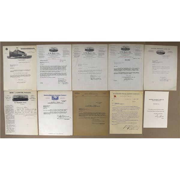 Early to Mid-20th Century Steamship and Railroad Company Correspondence and Letterheads, ca.1907-195