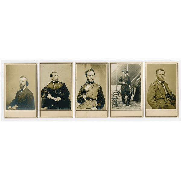 Civil War CDV lot of 5 different Military Photographs by Frederick H. Meserve including Grant and Sh