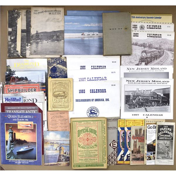Railroad, Maritime & Travel Ephemera Collection with Calendars, Bulletins, Brochures, Timetables & H