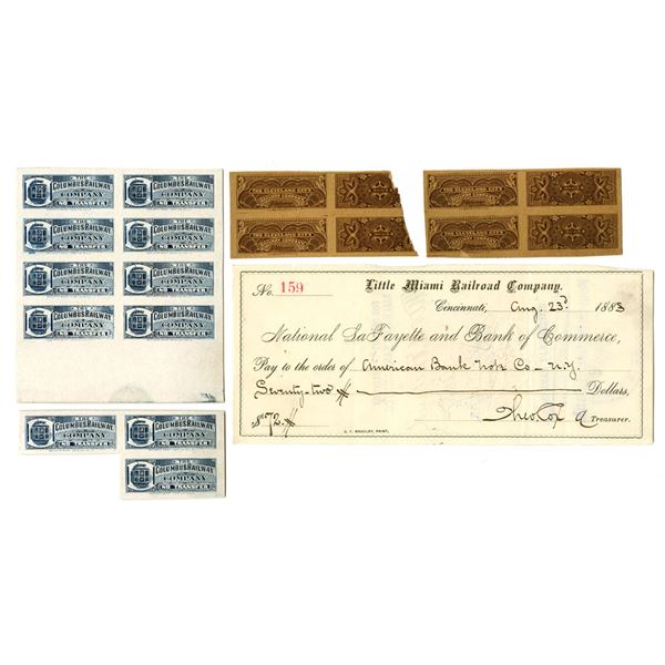 Ohio Street Railroad Proof Tickets and Check Paying ABNC for Printing Ephemera Collection, ca.1880s.