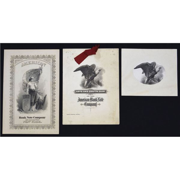NY. ABNC, "Arts and Crafts Club", 1909 Booklet with Matching Large Die proof Screaming Eagle Vignett