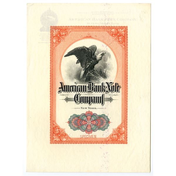 NY. ABNC, Advertising Letterhead with Stock Certificate Appearing Cover with Large Screaming Eagle, 
