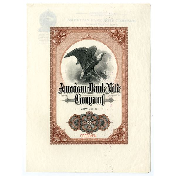 NY. ABNC, Advertising Letterhead with Stock Certificate Appearing Cover with Large Screaming Eagle, 