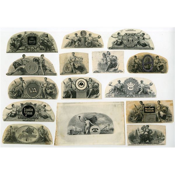 NY. ABNC, Intaglio Printed Proof Vignette Assortment, ND (ca.1930 to 1970s).