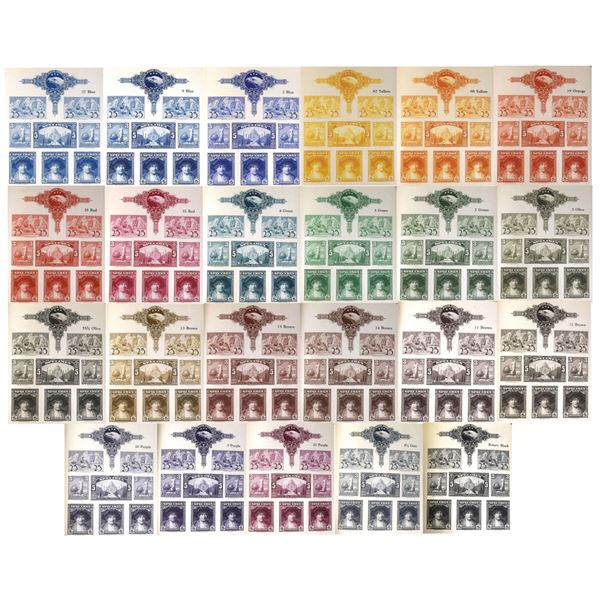NY. ABNC, ND (ca.1920-30s) Color Sample Book with Sheets of Facsimile Postage Stamps.
