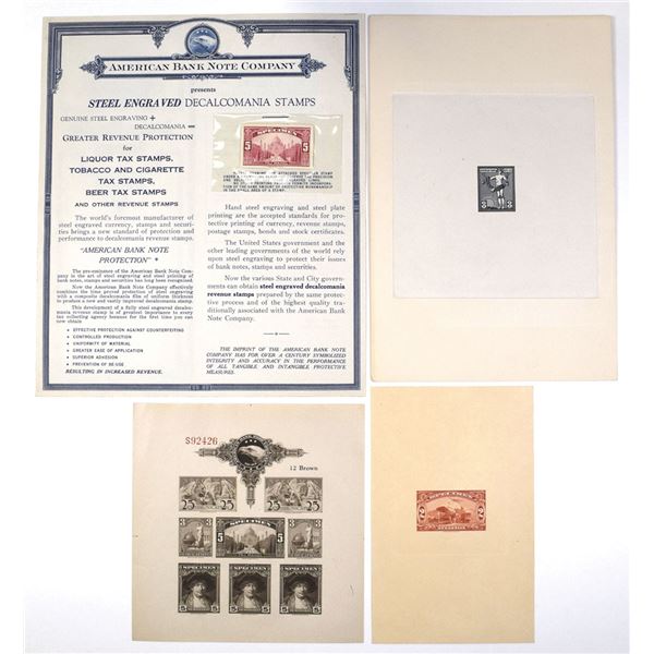 NY. ABNC, Philatelic Related Color Sample Stamps, ca.1920-30s, in Various Formats.
