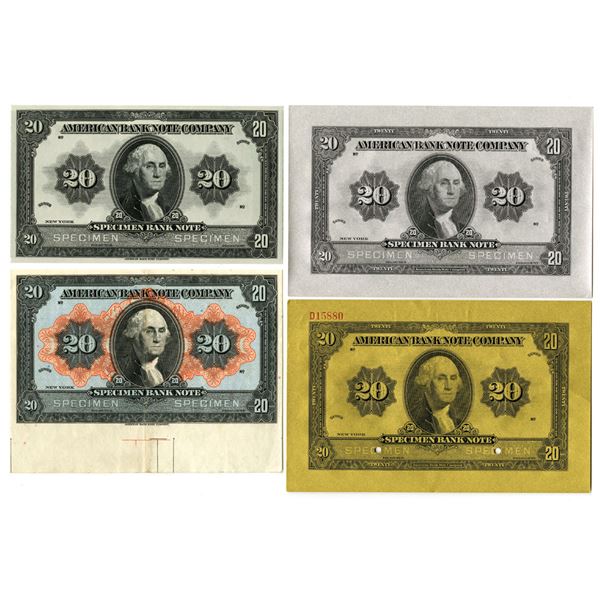 NY. ABNC, Specimen Advertising Note Quartet with matching designs with Washington in Middle, but in 