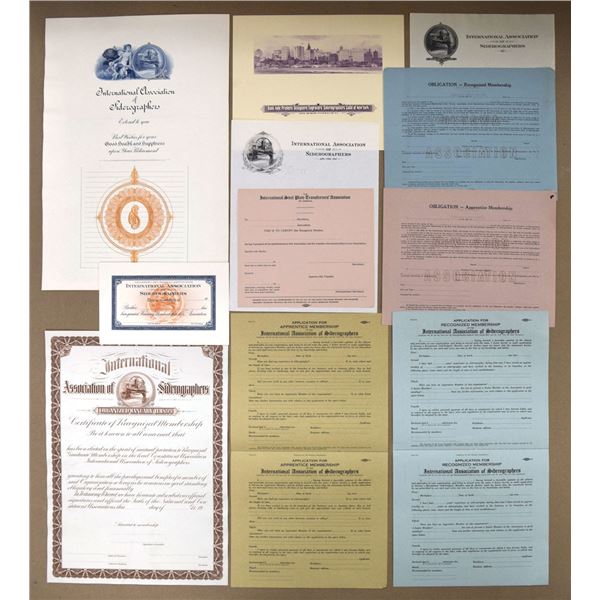 NY. International Association of Siderographers, ca. 1920s to 1960s, Proof & Specimen Membership Cer