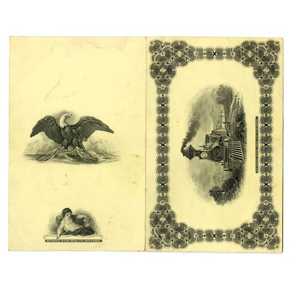 NY. Kendall Bank Note Company, Folded Advertising Card with Intaglio Vignettes on outer cover.