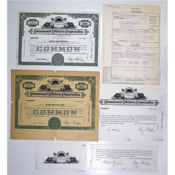 NY. Paramount Pictures Corp., ND (ca. 1940-50s), Progress Proof, Specimen, and Production Material S