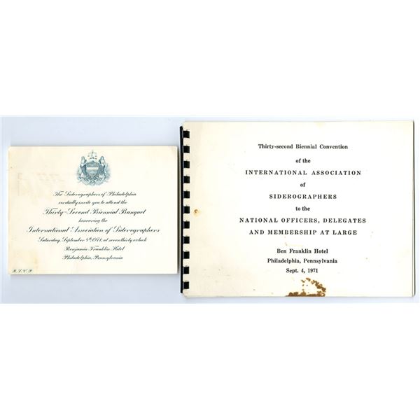 PA. International Association of Siderographers, 1971, Banquet Program and Invitation