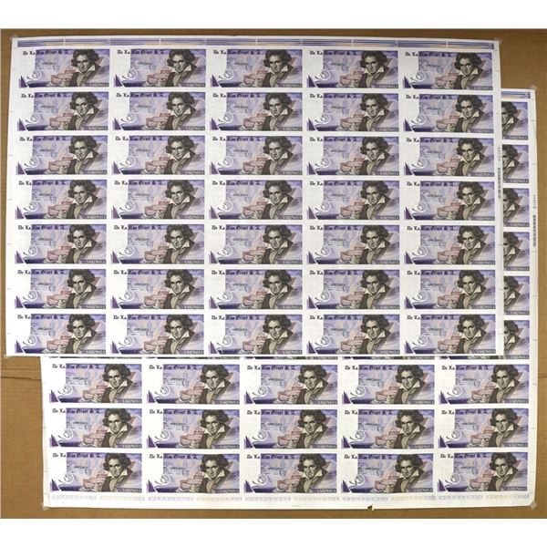 U.K. & Italy. De La Rue Giori, ND (ca.2000s), Uncut Sheet of Specimen Banknotes.