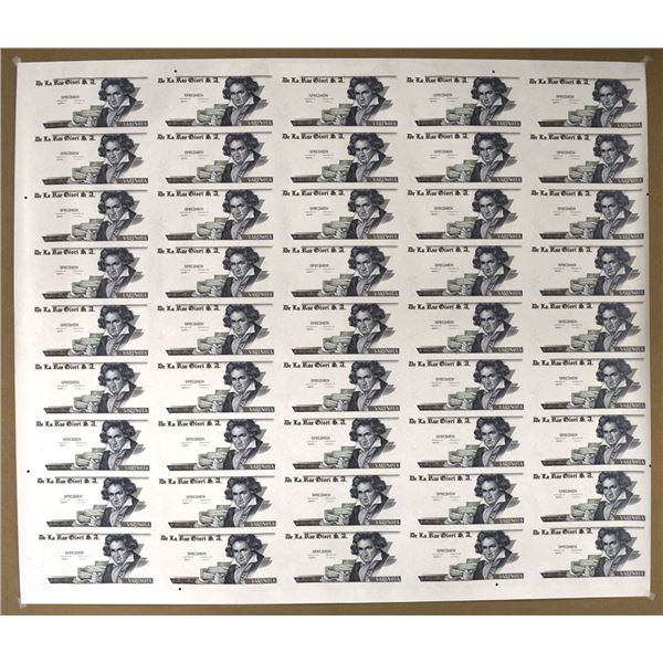 U.K. & Italy. De La Rue Giori, ND (ca.2000s), Uncut Sheet of Specimen Banknotes.