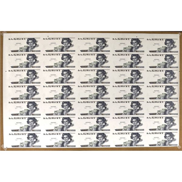 U.K. & Italy. De La Rue Giori, ND (ca.2000s), Uncut Sheet of Specimen Banknotes.