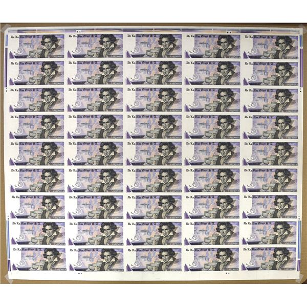 U.K. & Italy. De La Rue Giori, ND (ca.2000s), Uncut Sheet of Specimen Banknotes.
