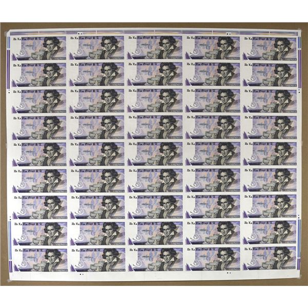 U.K. & Italy. De La Rue Giori, ND (ca.2000s), Uncut Sheet of Specimen Banknotes.