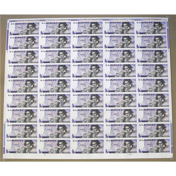 U.K. & Italy. De La Rue Giori, ND (ca.2000s), Uncut Sheet of Specimen Banknotes.