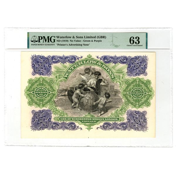 U.K. Waterlow & Sons Limited, ND (1919) Advertising Proof Note