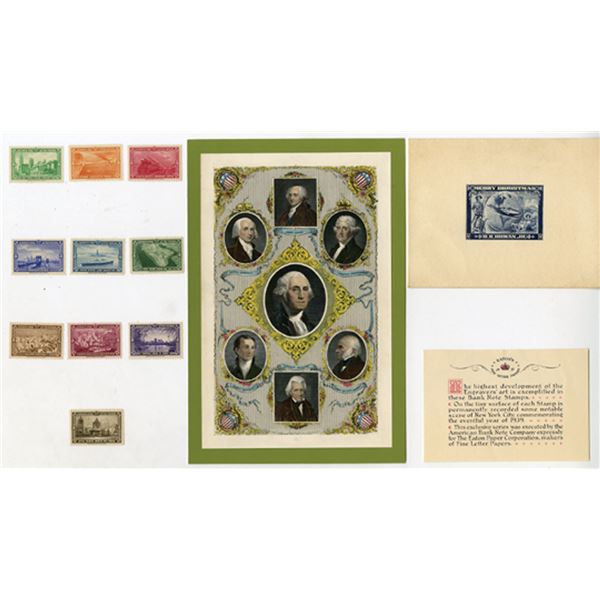 ABNC Intaglio and Lithographic Cards and a set of Eaton's Fine Letter Papers Engraved Stamps, ca1930