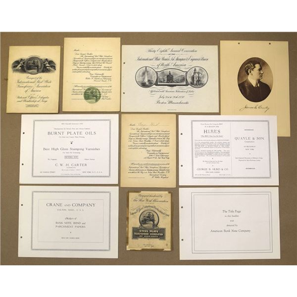 International Plate Printers and Trades Convention Programs and Invitations, 1913 to 1930.