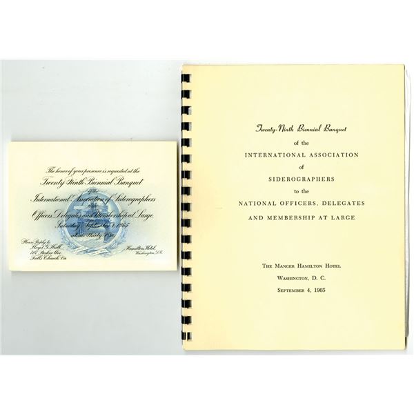 D.C. International Association of Siderographers, 1965, 29th Biennial Banquet Program and Invitation