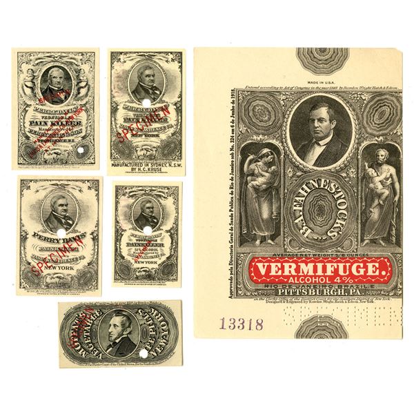 NY. Rawdon, Wright, Hatch & Edison, Match & Medicine Patent Medicine Label Specimen Collection, ca.1