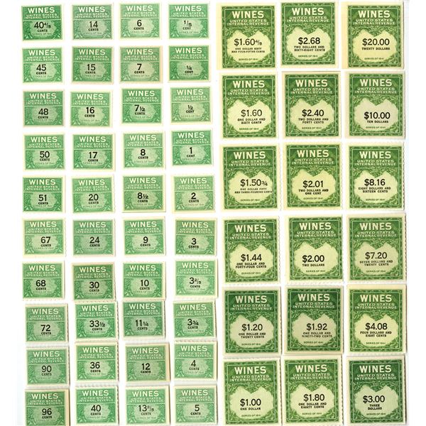 Washington, D.C. U.S. Wine Revenue Stamp Collection, All with OG, Over 50 Mint Stamps