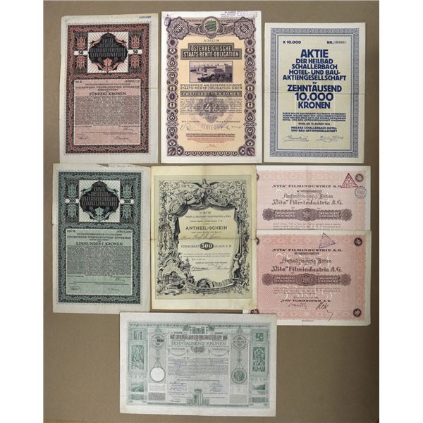 Austria. Film and Entertainment Related Assortment of I/U Certificates, 1889 to 1923.