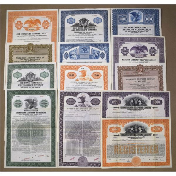 Mid-west Telephone Company Specimen Bond Collection,  ca.1945 to 1960.