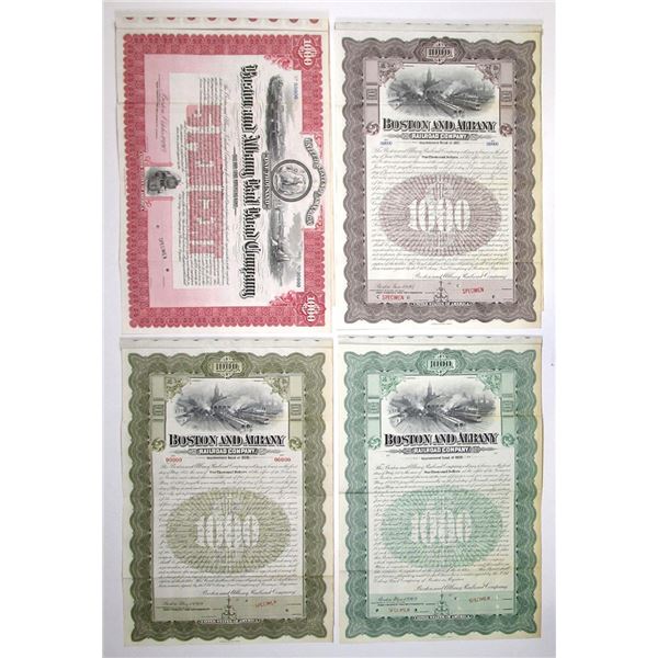 MA. Boston and Albany Railroad Co., 1908 to 1917 Specimen Coupon Bond Quartet